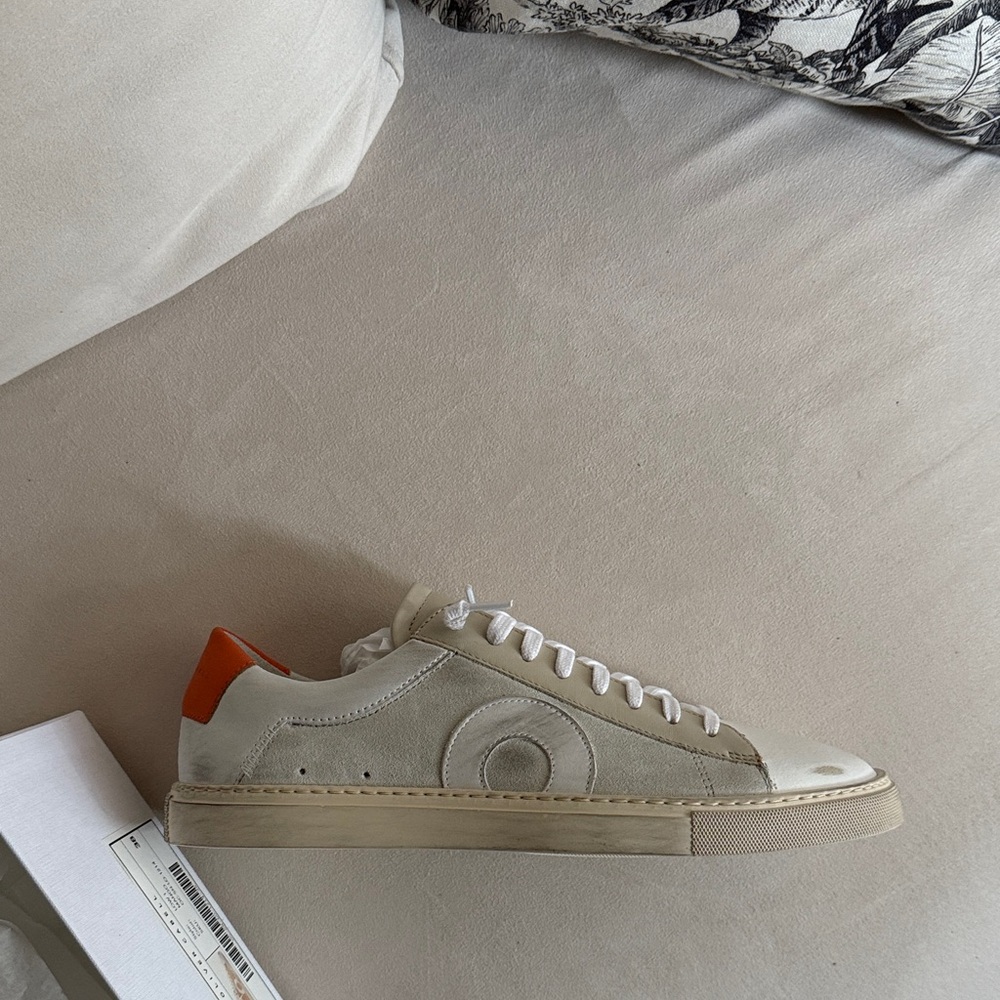 Oliver Cabell Cream and Orange Sneakers
